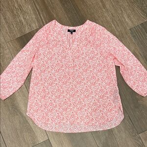 NYDJ Pink Floral-Pattern V-Neck Blouse